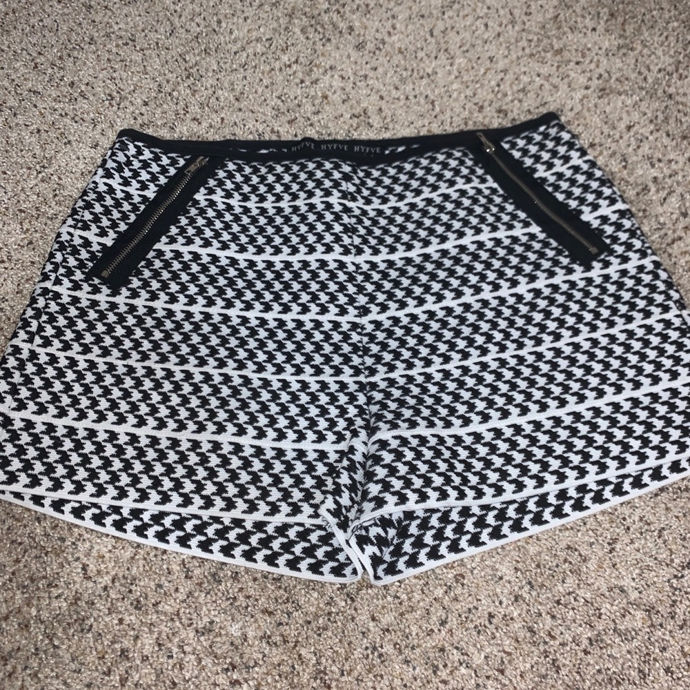 Black and white tight dress shorts